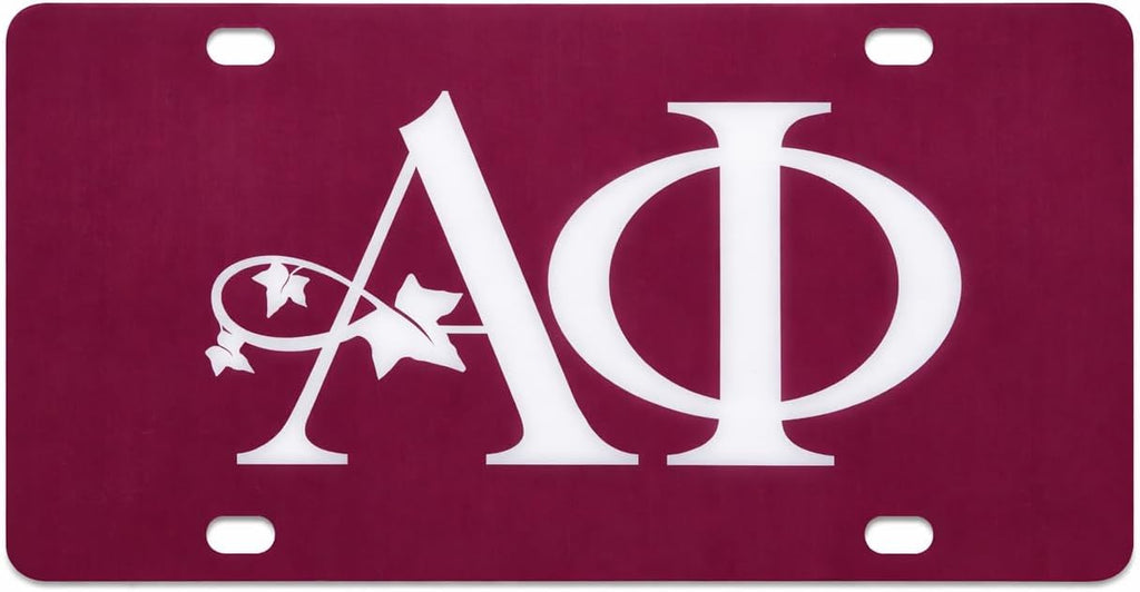 Aluminum Alpha Phi License Plate (Maroon) - Front Mount