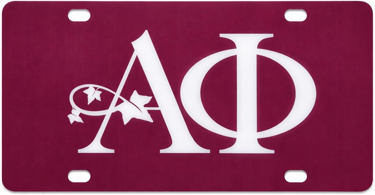 Alpha Phi Aluminum License Plate (Maroon) - Front Mount