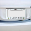 Alpha Phi Year Founded 1872 Aluminum License Plate Frame (White)