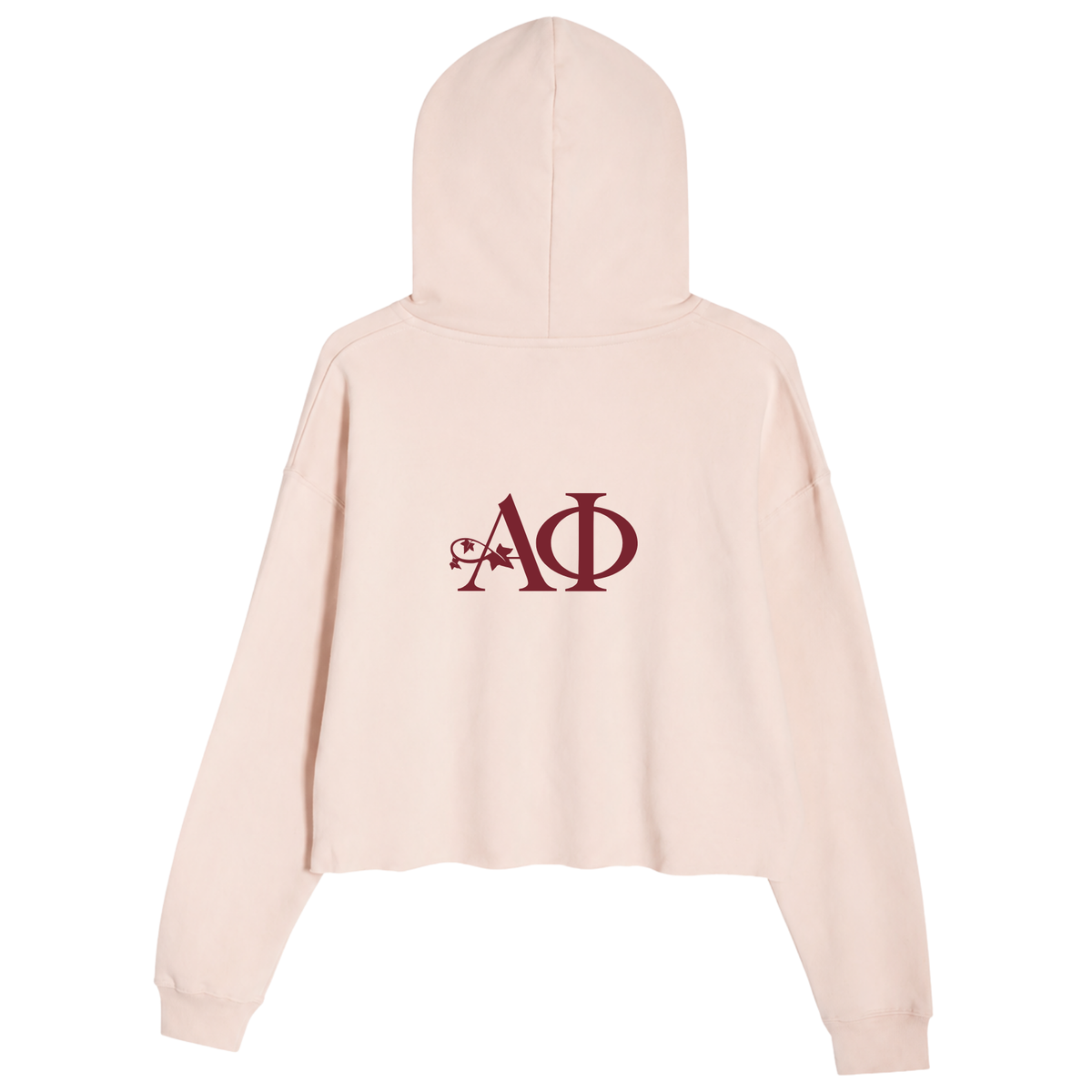 Alpha Phi Crop Top  Fleece Hoodie - Pale Pink