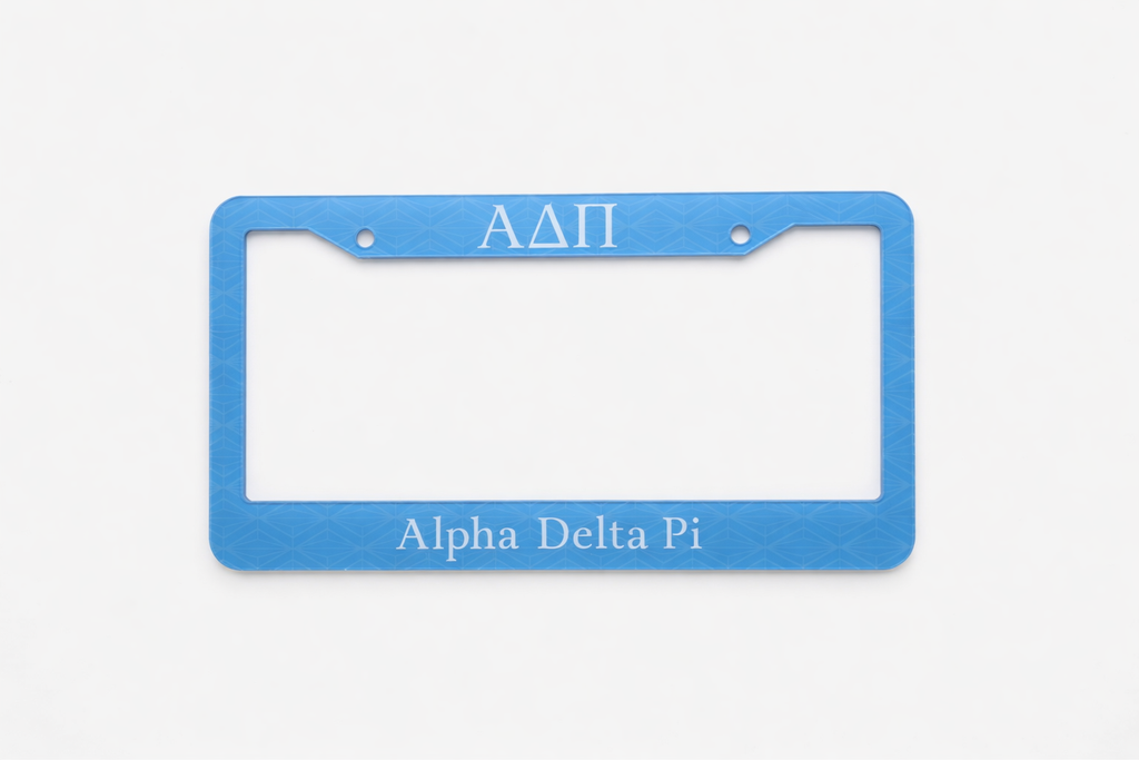 Alpha Delta Pi Acrylic License Plate Frame - Light Blue with Diamonds