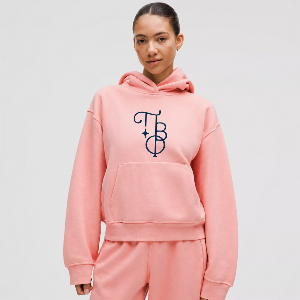 Pi Beta Phi - Lululemon Steady State Oversized Hoodie Tea Rose Pink with New Letters