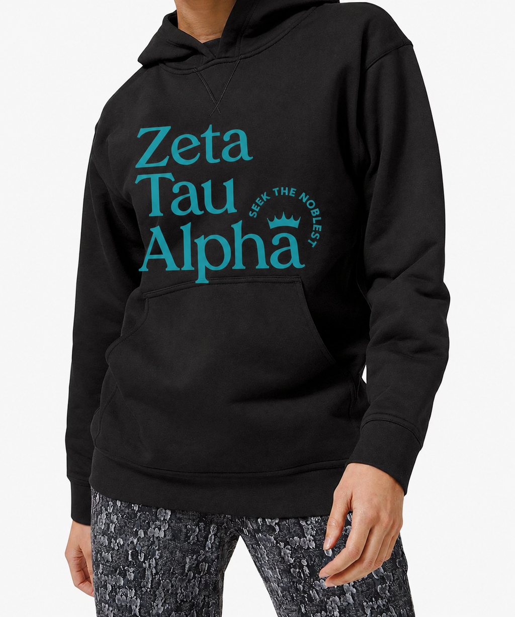New Logo Zeta Tau Alpha Lululemon All Yours Hoodie *Terry in Black