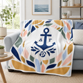 Delta Gamma Blanket- Anchor & Leaves - Throw Blanket 30 x 50