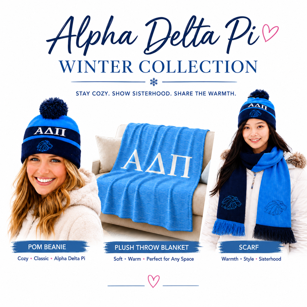 Alpha Delta Pi - Winter Collection - Throw Blanket, Beanie & Scarf
