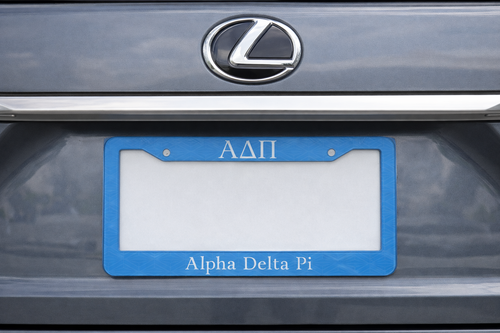 Alpha Delta Pi Acrylic License Plate Frame - Light Blue with Diamonds