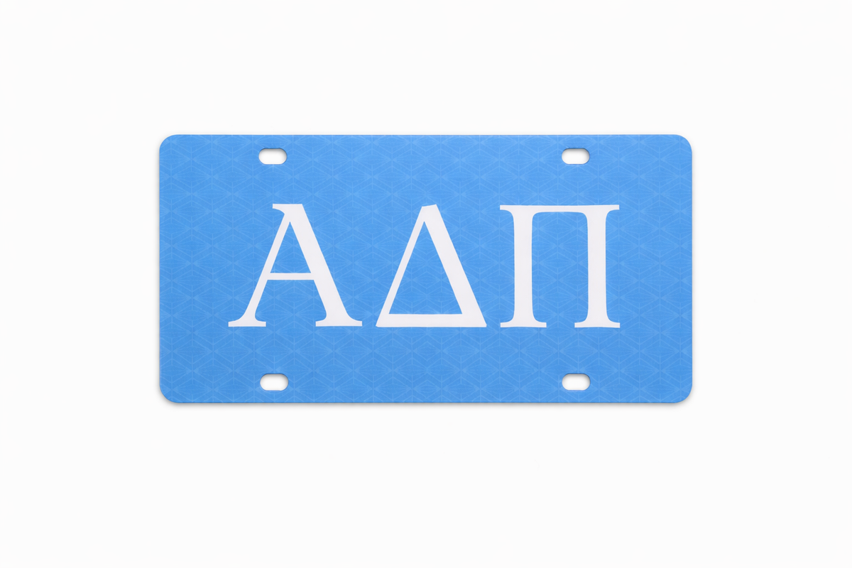 Alpha Delta Pi Acrylic Decorative License Plate - Light Blue with Diamonds