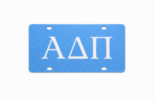 Alpha Delta Pi Acrylic Decorative License Plate - Light Blue with Diamonds