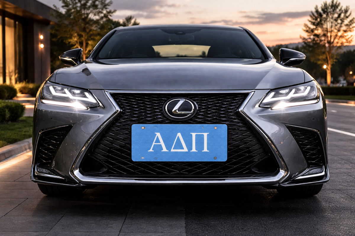 Alpha Delta Pi Acrylic Decorative License Plate - Light Blue with Diamonds