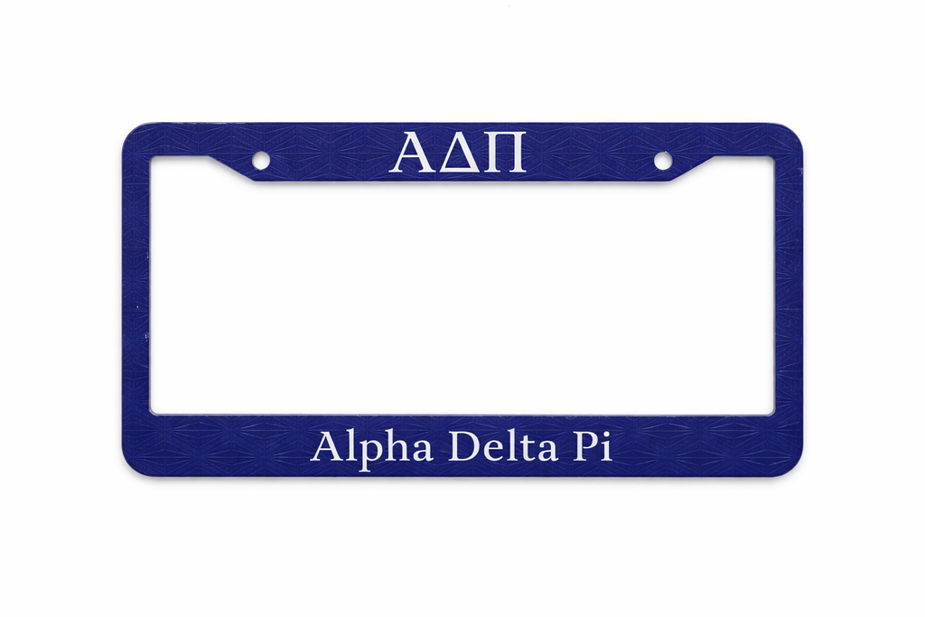 Alpha Delta Pi Acrylic License Plate Frame - Dark Blue with Diamonds