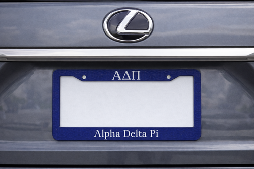 Alpha Delta Pi Acrylic License Plate Frame - Dark Blue with Diamonds