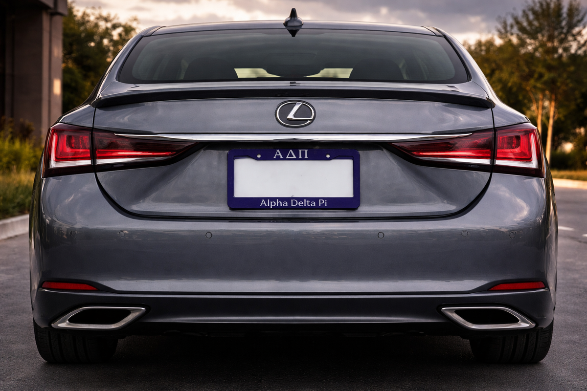 Alpha Delta Pi Acrylic License Plate Frame - Dark Blue with Diamonds