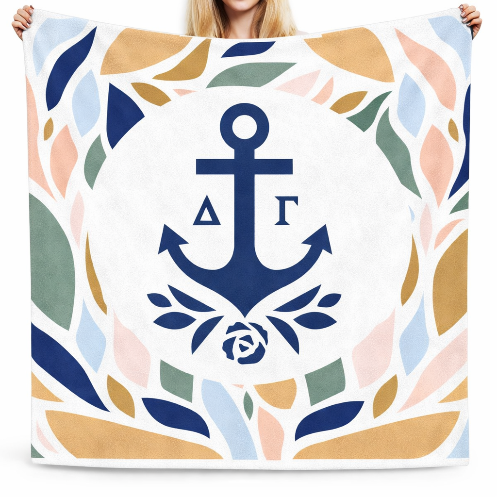Delta Gamma Blanket- Anchor & Leaves - Throw Blanket 30 x 50