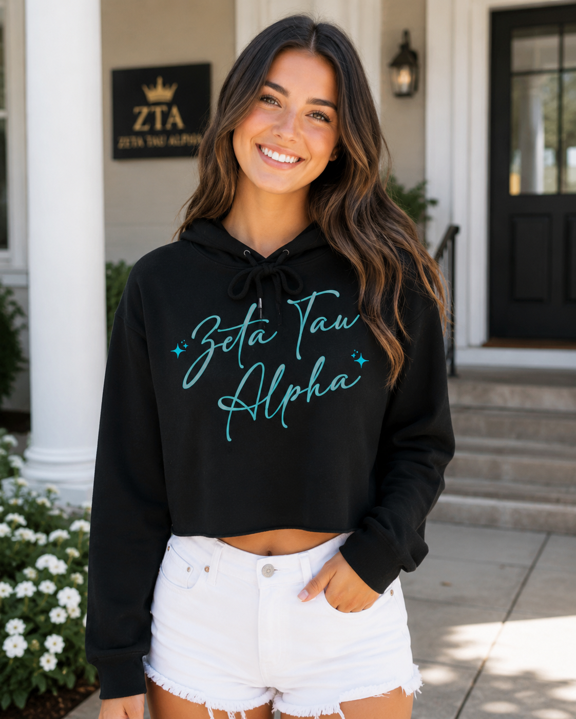 Zeta Tau Alpha Crop Top  Fleece Hoodie
