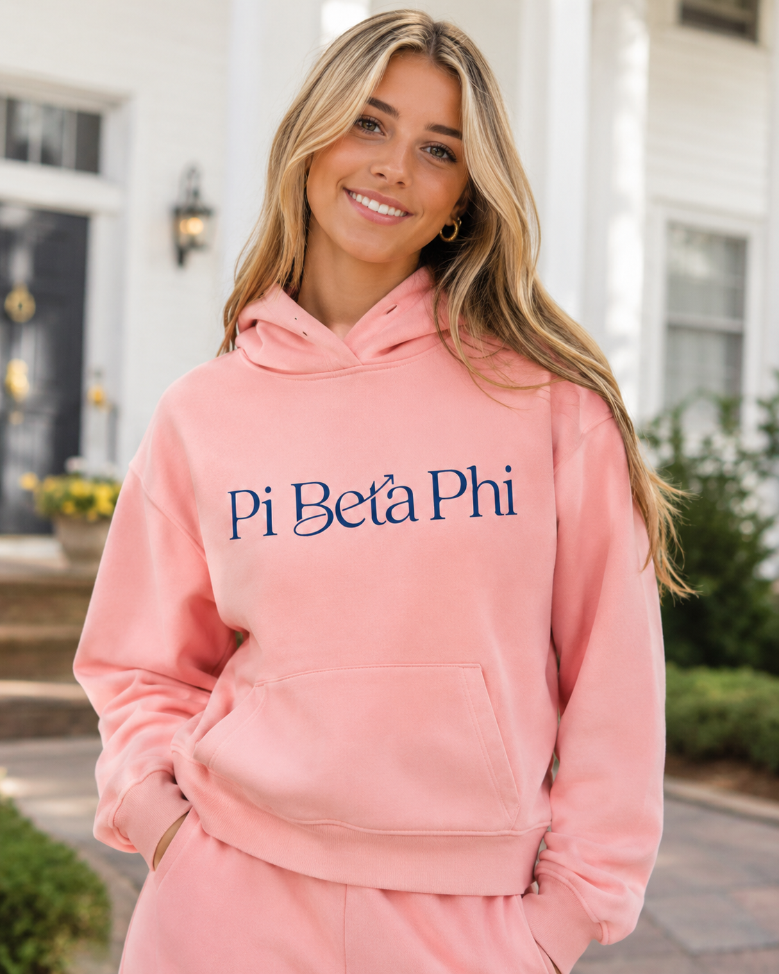 Pi Beta Phi - Lululemon Steady State Oversized Hoodie Tea Rose Pink with New Letters