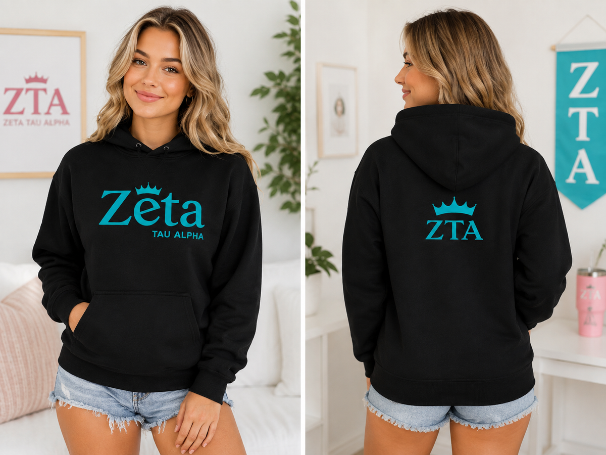 New Logo Zeta Tau Alpha - ZETA - Lululemon All Yours Hoodie *Terry in Black