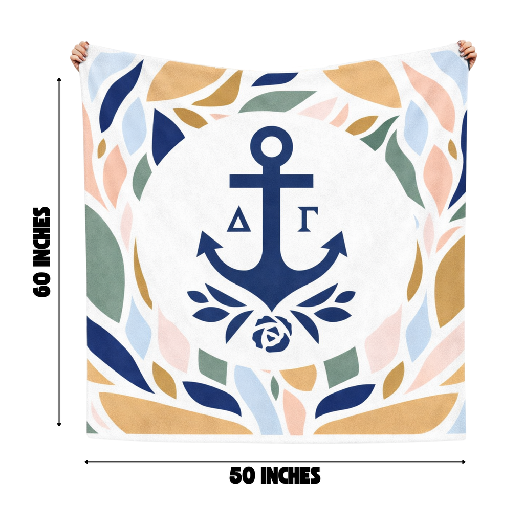 Delta Gamma Blanket- Anchor & Leaves - Throw Blanket 30 x 50