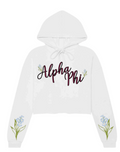 Alpha Phi Crop Top  Fleece Hoodie - White