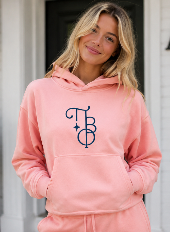 Pi Beta Phi - Lululemon Steady State Oversized Hoodie Tea Rose Pink with New Letters